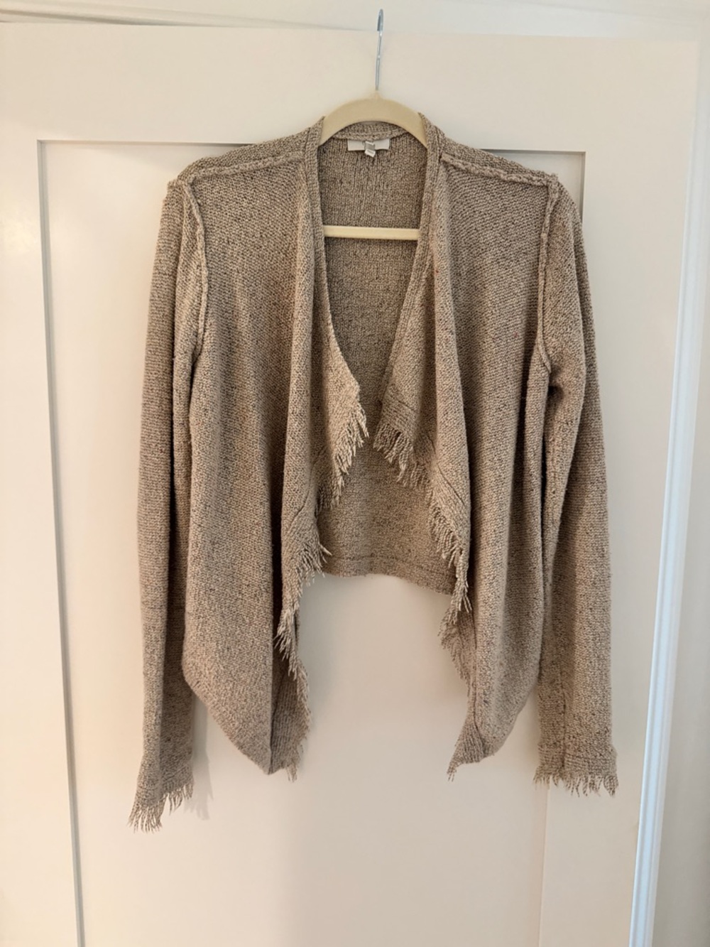 Joie Open-Front Fringe Hem Cardigan - Beige